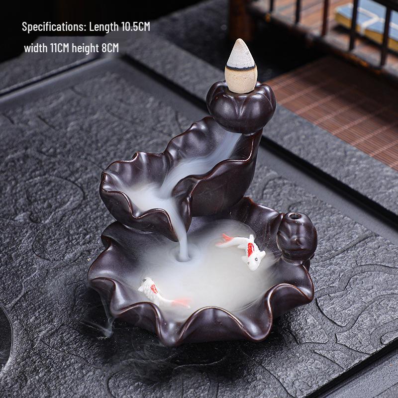 Zen Sandalwood Backflow Incense Burner for Indoor Use - Creative Ornament with Scented Oil Burner for Tea Ceremonies.