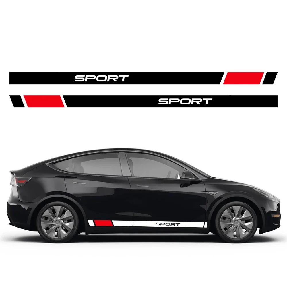 For Tesla Model Y 2PCS Car Door Side Stickers PVC Car Decorative Decals Waterproof Vinyl Film Auto Exterior Styling Accessories
