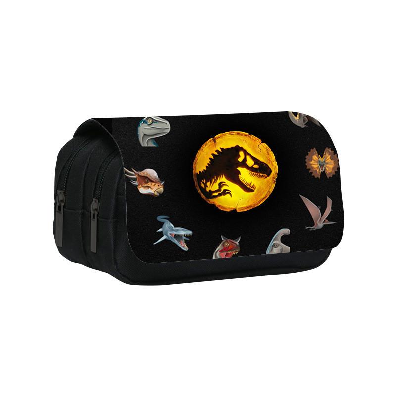 Jurassic World Dinosaur Pattern Double Layer Stationery Storage Bag For Students And Office Use
