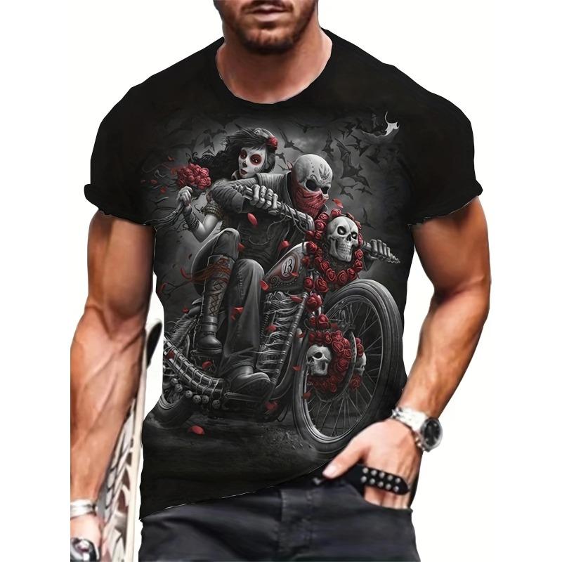 

Мужская футболка Новинка Голова черепа 3D принт Футболка с коротким рукавом Топы Панк-стиль Круглый вырез Футболка Летняя Уличная Одежда Оверсайз 6XL