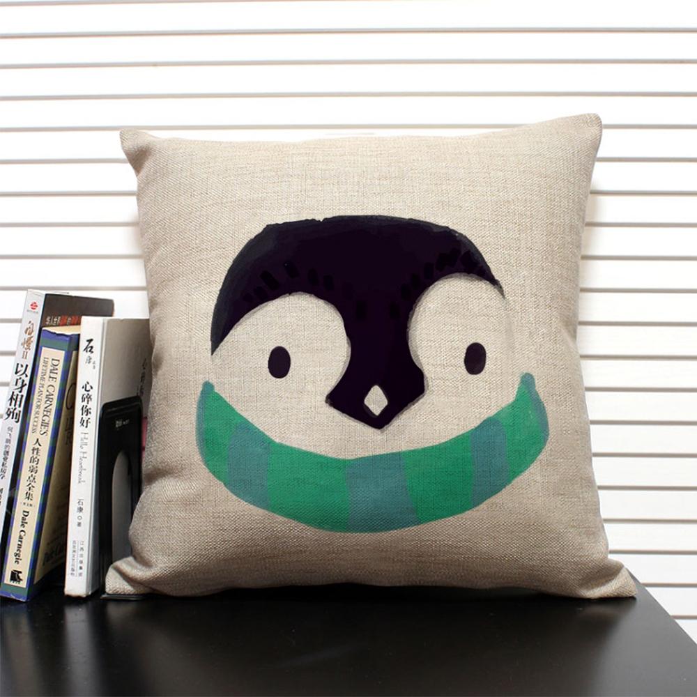 Cute Cartoon Animal Cushion Cover Funny Penguin Pillow Case Bedroom Living Room Sofa Decoration Pillowcase 45x45 Children's Gift