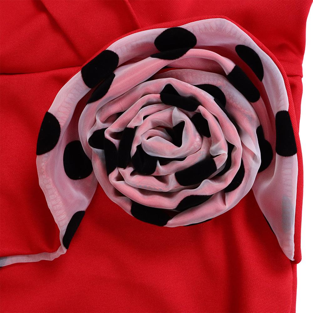 Large Size Women Fashion Mid Sleeves Patchwork Dress Ladies Elegant One Piece V Neck Sheath Dress