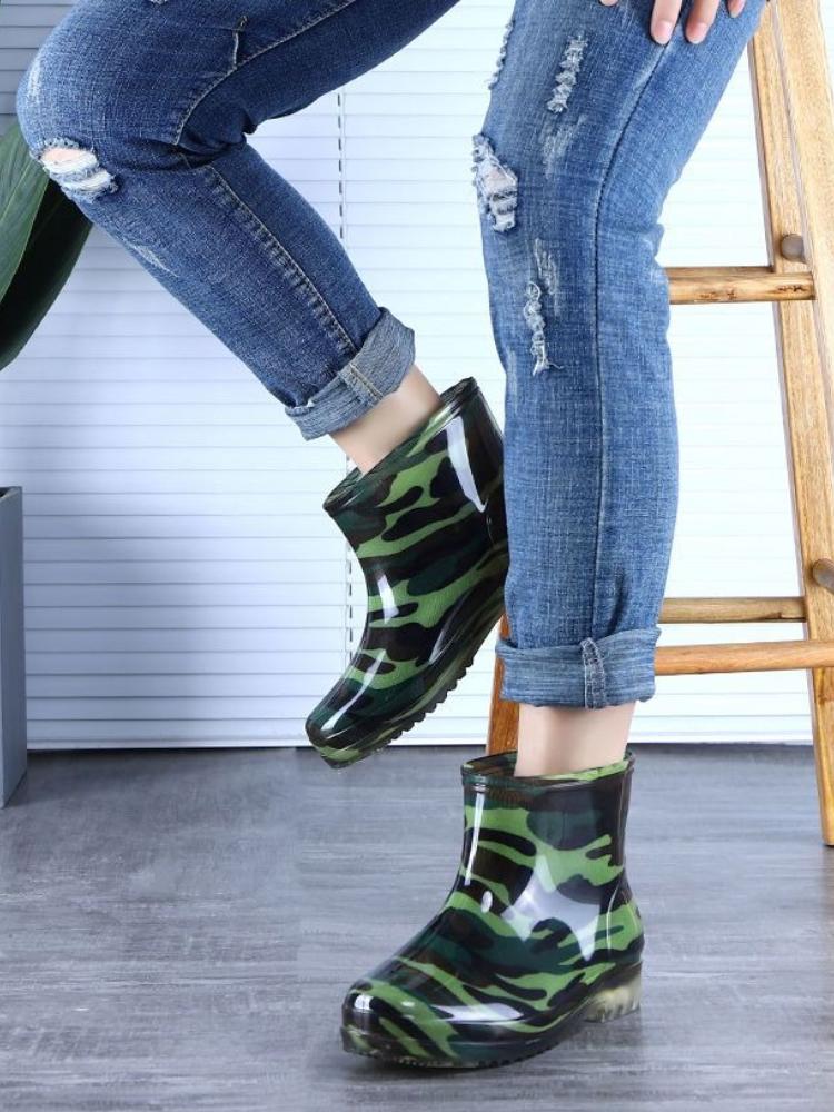 Farming Autumn Winter Print Men's Rain Boots Camo Plastic Fishing High Quality Outdoor On Offer Water Garden Gumboots Male Shoes