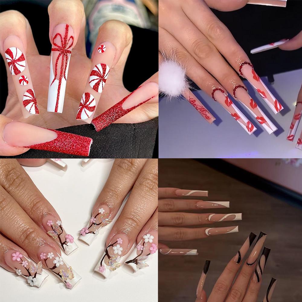 

Press on Nails Ballerina False Nails Wearable False Nail Detachable Fake Nails Women