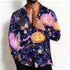 Men's Casual Halloween Shirt Jacket Loose Fit Breathable Turn-Down Collar for Spring and