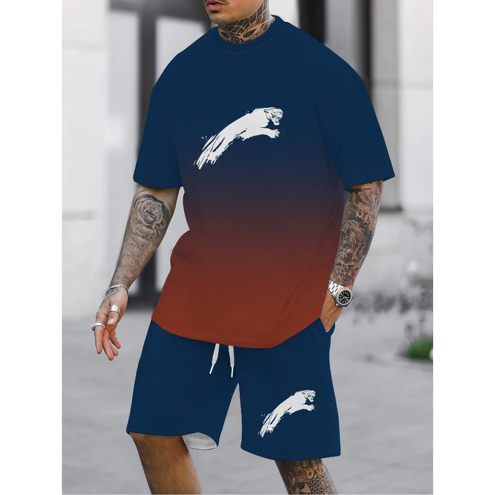 Men s casual digital printed short sleeved set 2XS