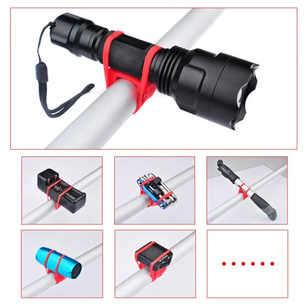 Bicycle Cycling Light Holder Bike Handlebar Lamp Stand Silicone Strap Band Phone Fixing Elastic Tie Rope LED Flashlight Bandage