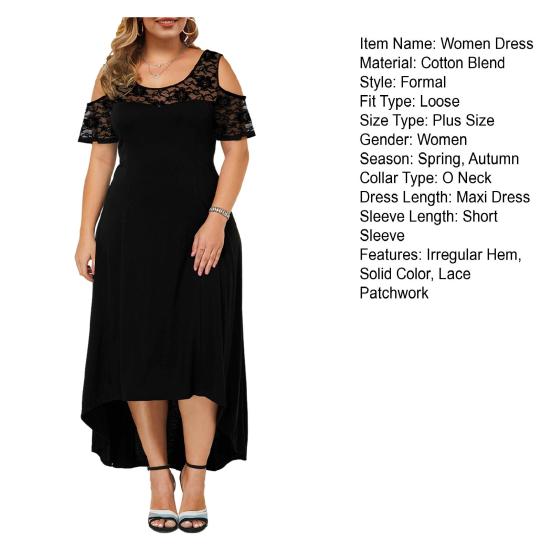 Vår Höst Dam Formell Klänning Spets Elegant Klänning Off Shoulder Plus Size Lång Sommarklänning Oregelbunden Fåll Maxiklänning Streetwear