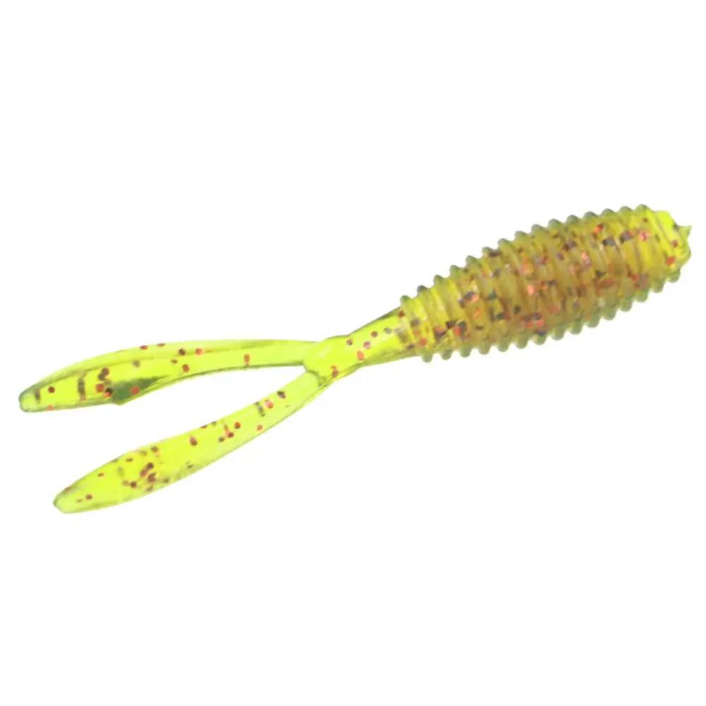 10pcs 36mm 0.3g Soft Fishing Lure Twin Tail Silicone Artificial Bait Wobbler Worm Lures Fluorescent Fishing Tackle for Ocean Sea