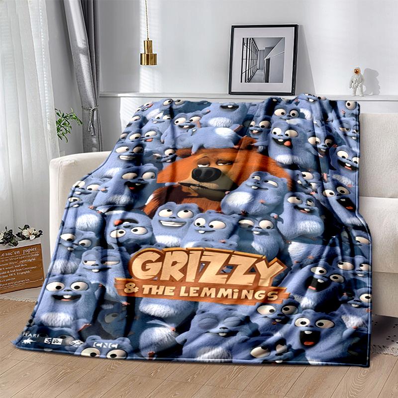 Grizzly & Lemminge Flanelldecke Weich Warm Ganzjahresdecke, Design für Camping, Autoreisen, Wandern Sofa, Bett, Büro Perfektes Geschenk für Partys
