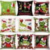 Cozy Green And Red Grinch Christmas Pillow Cover For Stylish Home Dcor 45x45cm