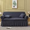 1/2/3/4 Seater Ruffled Seersucker Sofa Cover for Living Room Thick Elastic Solid Stretch Couch Slipcovers Sofa Armchair Covers