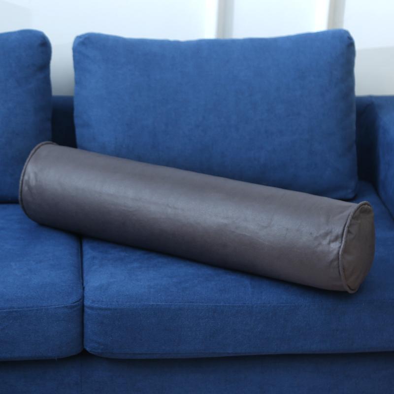 Super Faux Leather Cylindrical Pillowcase Room Long Pillow Cover Bed Sofa Roll Neck Back Headrest Bolster Pillowcase 15x60cm