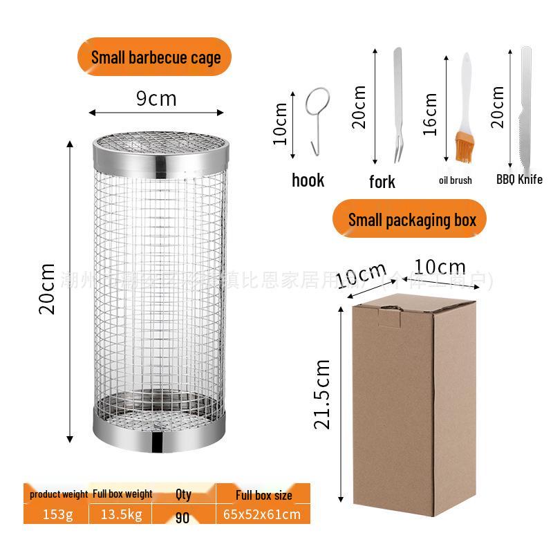 Stainless Steel Rolling BBQ Basket - Outdoor BBQ Tool