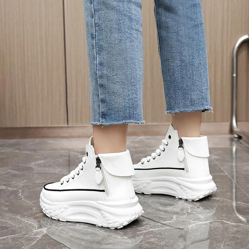 High-top Shoes Women's Summer Women's Shoes Round Toe Shoes Increased Thick-soled Casual Sneakers Street Shooting Plus Size Shoes