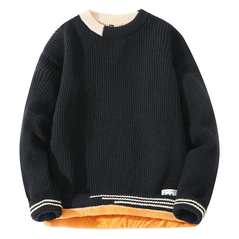 

Men s Plush Knit Two-Piece Round Neck Pullover Sweater, Autumn/Winter Trend M чорний