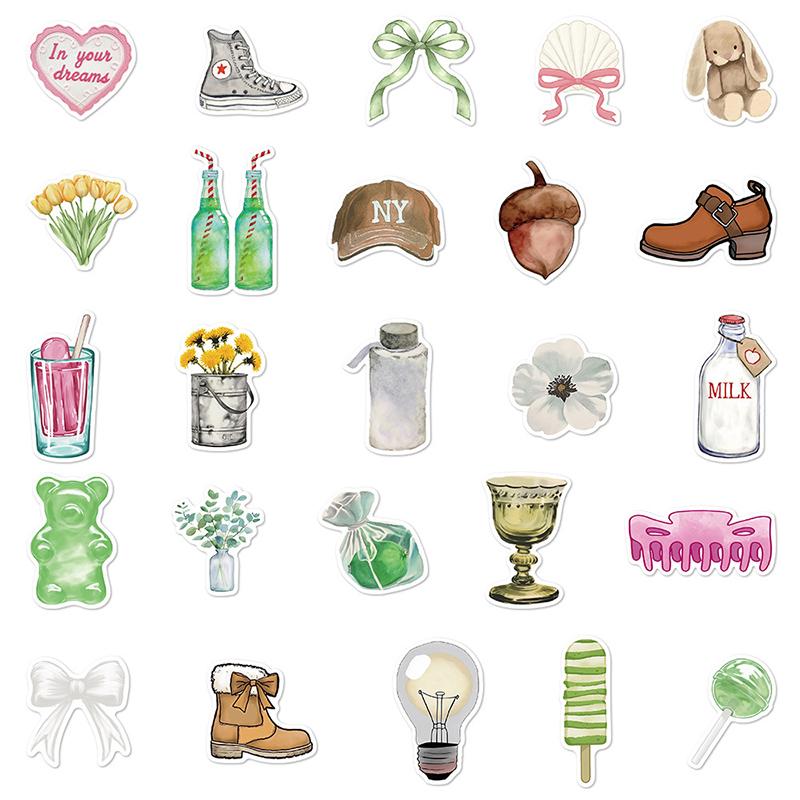50PCS Clean Girl Stickers DIY Decoration Notebook Water Cup Skateboarding Mobile Phone Case Kawaii Vinyl Waterproof Decals Toys