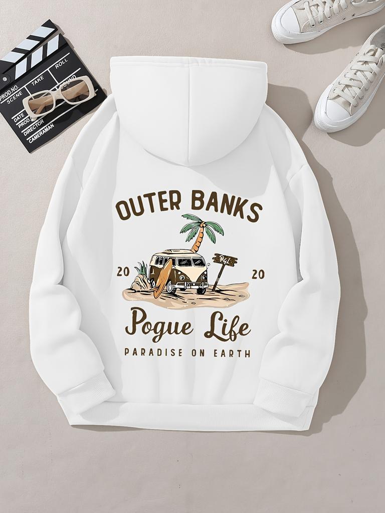 Women'S Casual Hoodie Outer Banks Pogue Life Letter Print & Beach Graphic Fashion Casual Hiphop Sweatshirt Harajuku Unisex