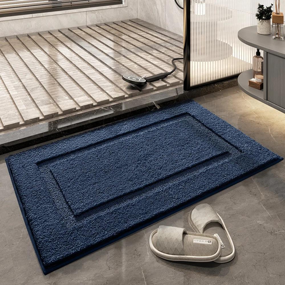 Tappetino da Bagno Monocolore, Tappetino da Bagno in Microfibra Floccata con Texture 3D, Asciugatura Rapida & Antiscivolo, Tappeti Assorbenti Ispessiti