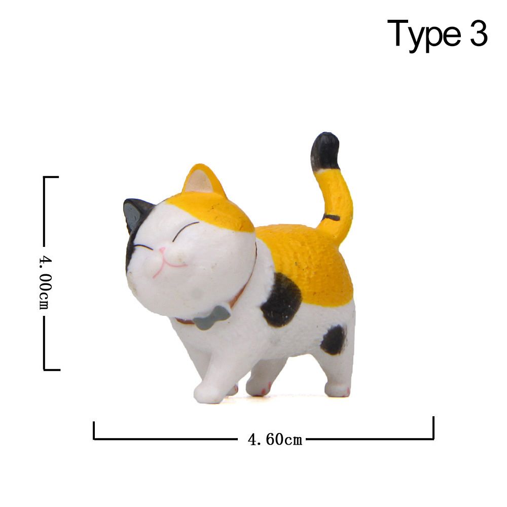 Design Dollhouse Decor With Bowknot Simulation Animal Model Mini Kitten Statue Cartoon Cat Figurine