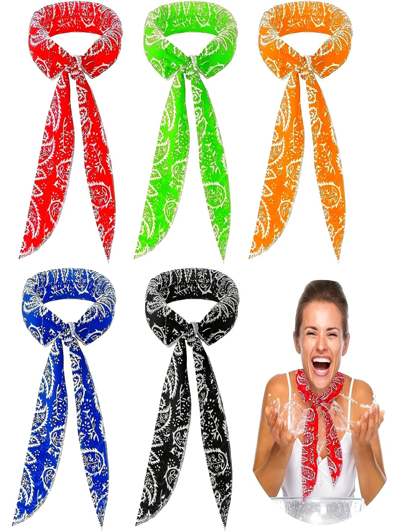 

Охлаждающий шарф и повязка на голову - Шарф с цветочным узором пейсли с функцией замачивания в ледяной воде. Яркие дизайны, идеально подходящие для Hi One Size& 8Y чёрный