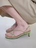Blanc Sur Blanc Linen Sandals Lime