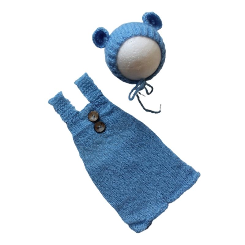 Recuzită Fotografie Bebeluș Pălărie Urs Costum Nou-născuți Recuzită Foto Căciulă Ședință Foto Bebeluș Costum Foto Bebelanș Jumpsuit Croșetat