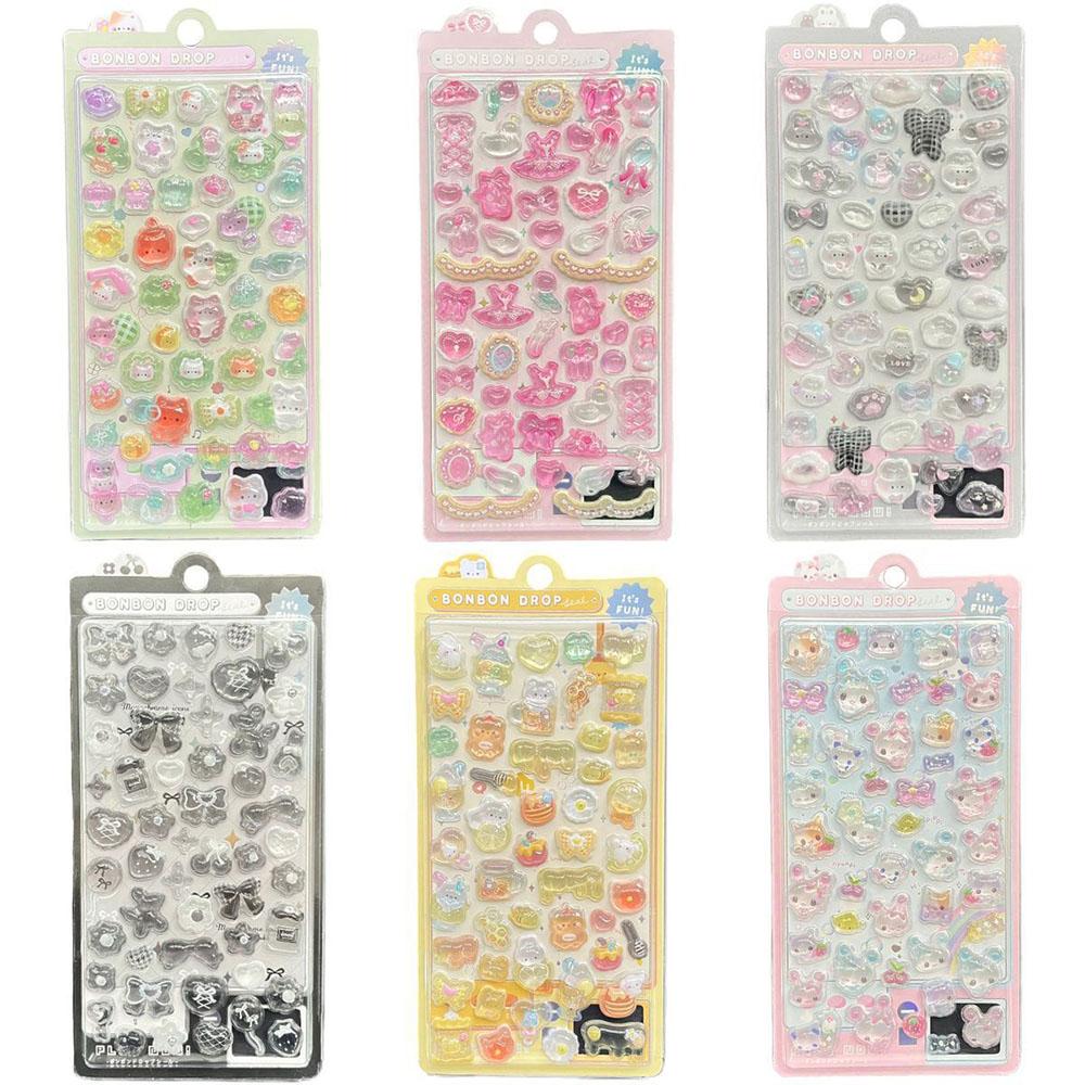 Kawaii 3D Bubble Stickers Y2K Cute Pop Up Jelly Stickers For Scrapbooking DIY Diary Planner Phone Case Decoration Relief Sticker
