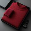 Autumn Winter Warm Mock Collar Sweaters for Men Solid Long-sleeve Fleece Knitted Sweaters Men Casual Thick Pullovers