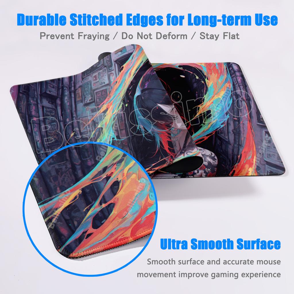 Mouse Pad Anime Punk Girl Computer Laptop Anime Keyboard Mouse Mat Large Mousepad Keyboards Gamers Decoracion Desk Mouse Pads