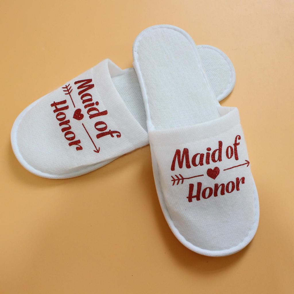Bridesmaid Wedding Pajama Party Slippers - Colorful Letter Design