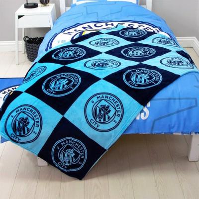 Manchester City FC Fleece Checkered Blanket