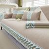 Herringbone Pattern Chenille Leaf Edge Splicing Sofa Cover Non-slip Couch Cover Living Room Sofa Backrest Armrest Protector Mat