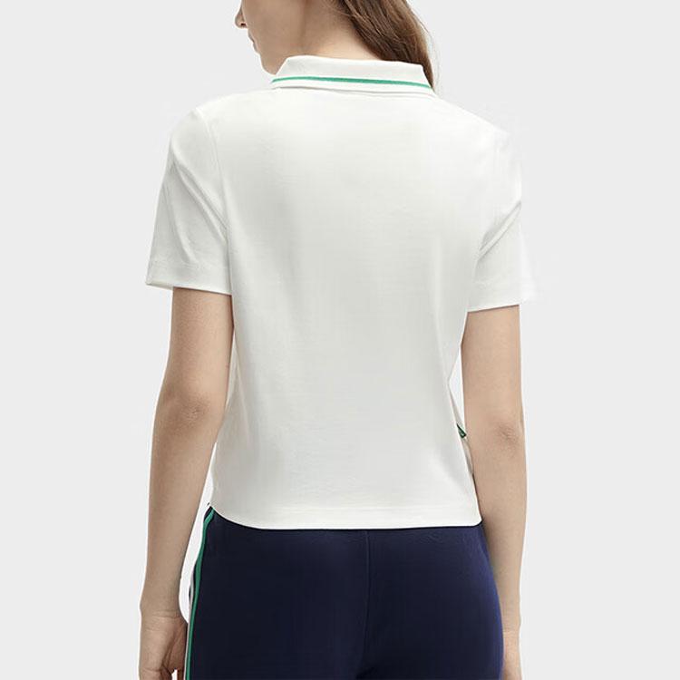 FILA Color Block Short Sleeve Polo Shirt Women tops Cloud-White F11W419104F-WT