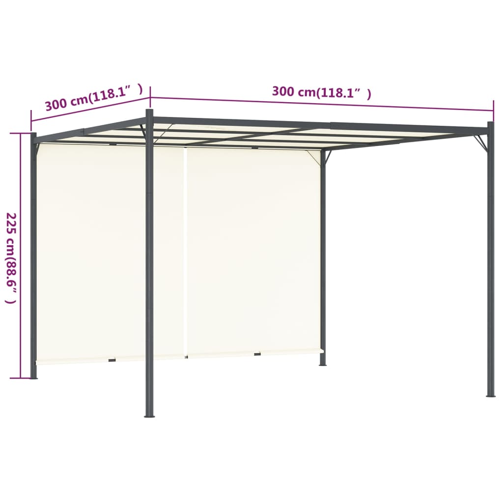 Adjustable Roof Pergola Cream White 3x3 M Steel