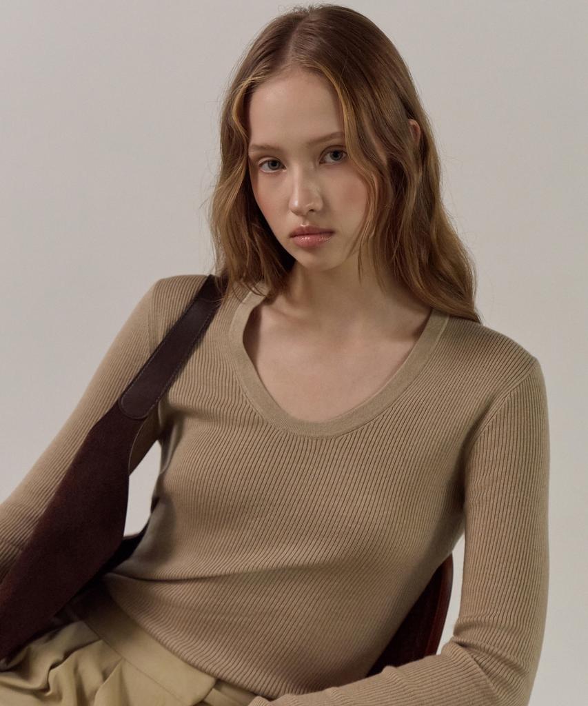 ELLIOTI Scoop Rib Knit Ts_3Color