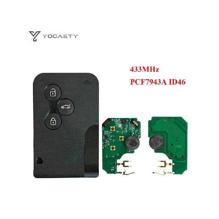 YOCASTY 433MHz PCF7943 ID46 Smart Key Card For Renault Megane II Scenic II Grand Scenic II 2003-2008 3 Buttons Keyless Go