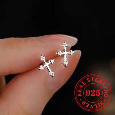 Zarte Kreuz-Ohrstecker für Damen Sterlingsilber Glänzend Vielseitige Ohraccessoires Zarter Alltagspartyschmuck