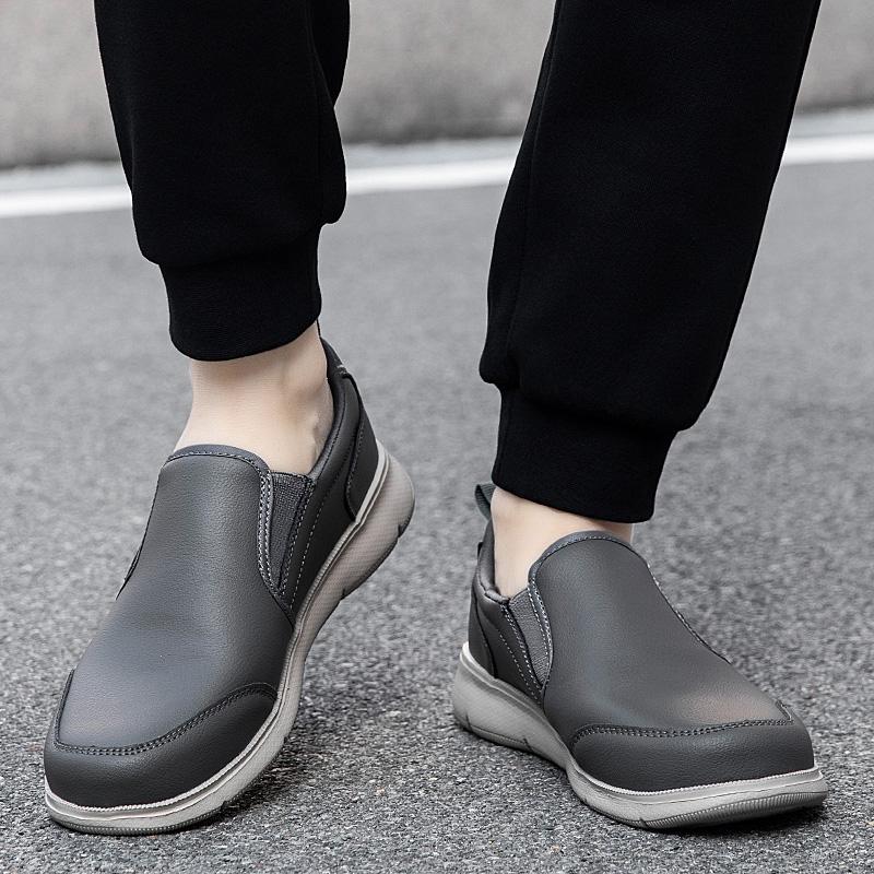 Fashion New Mens Leather Loafers Non Slip Walking Flats Breathable Outdoor Slip on Casual Shoes for Male Work Office Sneakers