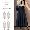 2026 Women's Petite High-Waisted Gray Wool Blend Pleated A-Line Skirt - Autumn Style