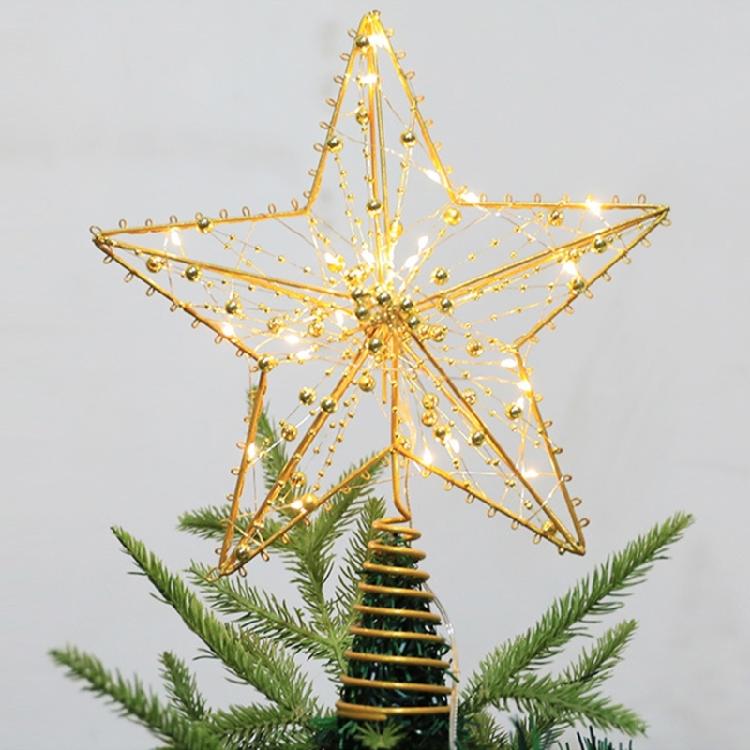 Weihnachtsbaumspitze 5-zackiger Stern mit LED-Licht Baumdekoration Bäume Stern