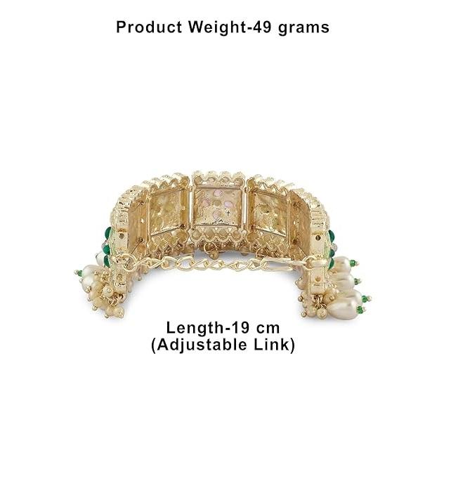 Mehrfarbiges Emaille Kundan & Perlen Ethnisches Armband für Damen