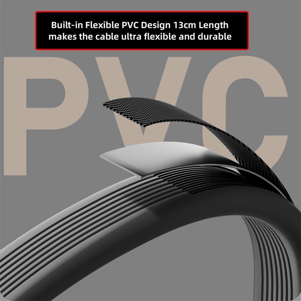 Xiwai 80Gbps Short to USB Flat FPC with Strap Cap USB Thunderbolt 13cm USB-C 5.0 Cable, Slim, 240W, 16K@30Hz, 8K@60Hz, 5K, Strap, Chain, Cover, 4.0,