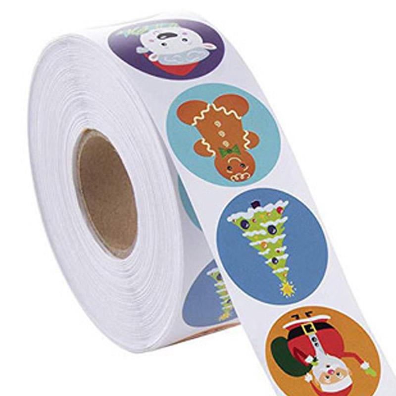 50-500pcs Round Merry Christmas Decoration Stickers 8 Design Seal Labels For Envelope Card Gift Wrapping Scrapbook