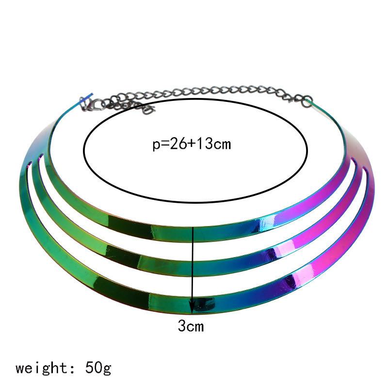 Layer Multi Metal Collar Necklace With Gradient Design For Unisex Gifting Wear