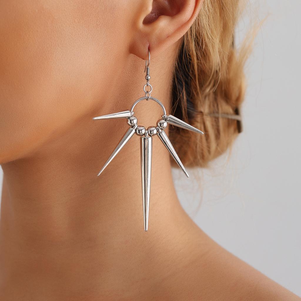 Punk Personality Thorn Earrings Trendy Cool With Spiked Cone Geometric Earrings Hip Hop Neutral Men'S And Women'S Earrings