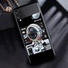 Case For Samsung Galaxy Z Flip 3 4 5G Black Hard PC Phone Housing Z flip4 Luxury Segmented Cover Cute Astronaut Hand Lanyard