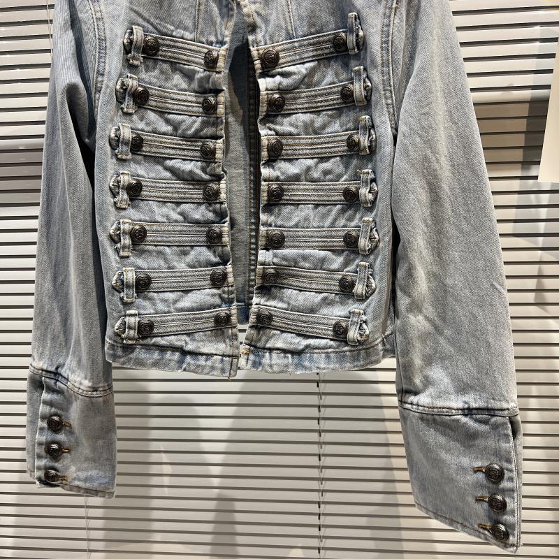 DRIPX Autumn New Fashion Metal Buckle Design Shoulder Strap Denim Short Jacket For Women High Street Coat Female