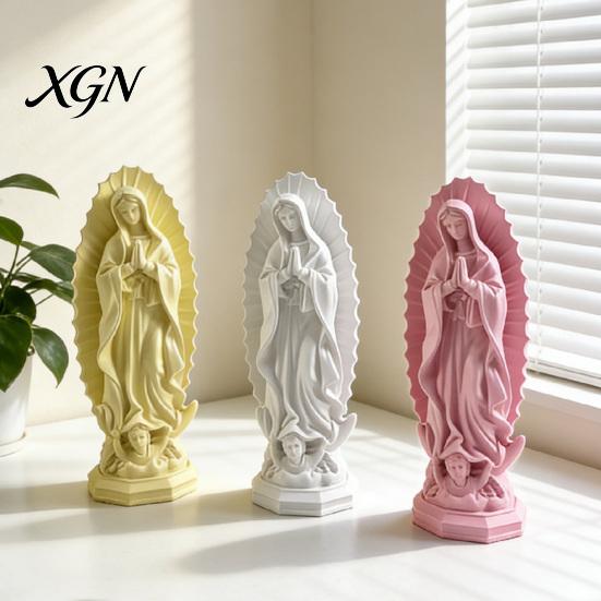 Handmade Retro Figurine Our Lady of Guadalupe Religious Statue, Virgin Mary Figurine, Resin Sculpture, Collectable Character Inspirational Art