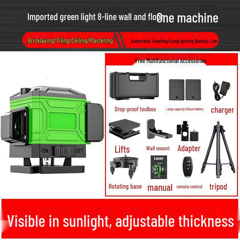 16-Line High-Precision Outdoor Green Laser Level with Strong Light and 12 Infrared Wall Stickers